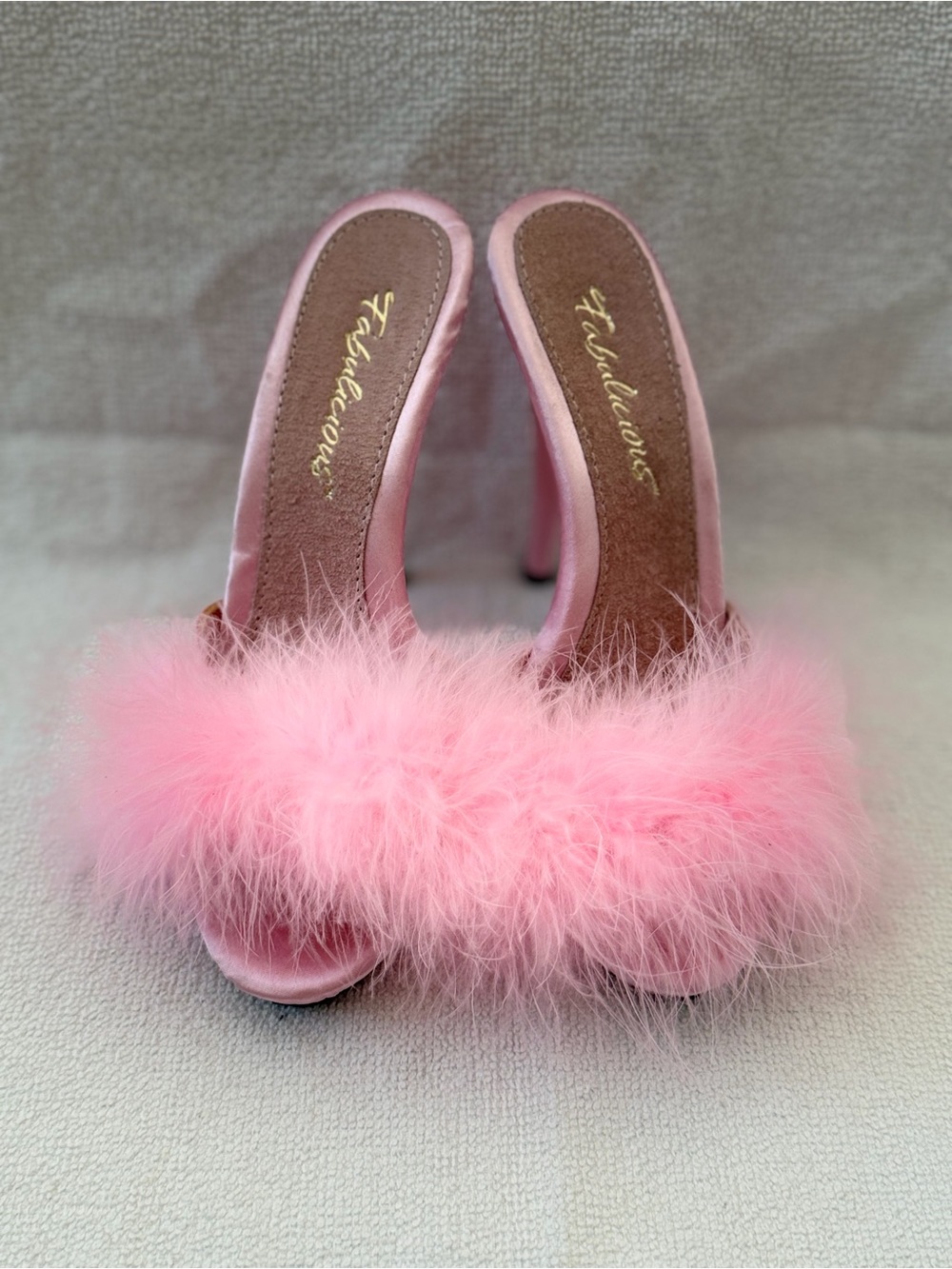 Pink Feather Slide Heels